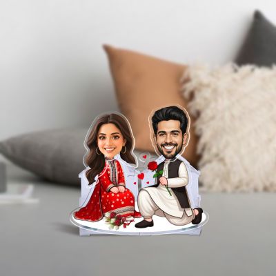 Personalized Couple Bobblehead Caricature Gift for Husband, Wife, Girlfriend, Boyfriend & Friends Solar Powered Moving Head Couple Gift for Birthday (Wedding Purpose Gift)